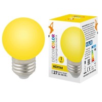  - Лампа светодиодная Volpe E27 1W желтая LED-G45-1W/YELLOW/E27/FR/С UL-00005649