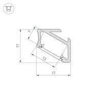  - Профиль ALM-V60-2000 ANOD (Arlight, Алюминий)