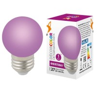  - Лампа светодиодная Volpe E27 1W фиолетовая LED-G45-1W/PURPLE/E27/FR/С UL-00005652