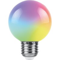  - Лампа светодиодная Feron E27 1W RGB матовая LB-37 38116