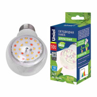  - Лампа светодиодная для растений Uniel E27 10W прозрачная LED-A60-10W/SPFB/E27/CL PLP30WH UL-00007404
