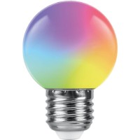  - Лампа светодиодная Feron E27 1W RGB матовая LB-37 38126