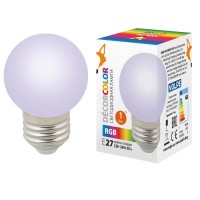  - Лампа светодиодная Volpe E27 1W матовая LED-G45-1W/RGB/E27/FR/С UL-00005808