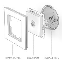  - ТВ-розетка Werkel проходная серебряный WL06-TV-2W 4690389073496