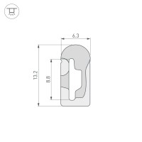  - Силиконовый профиль WPH-FLEX-0613-SIDE-S8-20m WHITE (Arlight, Силикон)