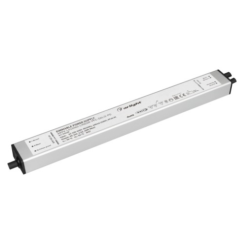 Блок питания ARPV-LG24030-LINEAR-PFC-DALI2-PD (24V, 1.25A, 30W) (Arlight, IP67 Металл, 5 лет) Поставка под заказ от 500шт. Диммируемый блок питания 24V с гальванической развязкой, ток 1.25А, 30Вт, с управлением DALI, c функцией PUSH-DIM, с корректором мощности, PF>0,95. Тонкий металлический корпус IP67. Вход: 220-240VAC. Выход: 24VDC, ШИМ 1кГц. Размер 250х30х21 mm.. Совместимость со стандартом EMC. Гарантия 5 лет.