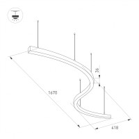  - Светильник SP-LINE-HANG ARC-S3535-D800-65W Warm3000 (BLACK, 230V) (Arlight, Металл)