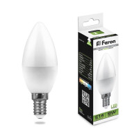  - Лампа светодиодная Feron E14 9W 4000K Свеча Матовая LB-570 25799