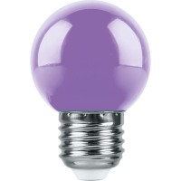  - Лампа светодиодная Feron E27 1W RGB фиолетовый LB-37 38125