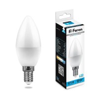  - Лампа светодиодная Feron E14 9W 6400K Свеча Матовая LB-570 25800