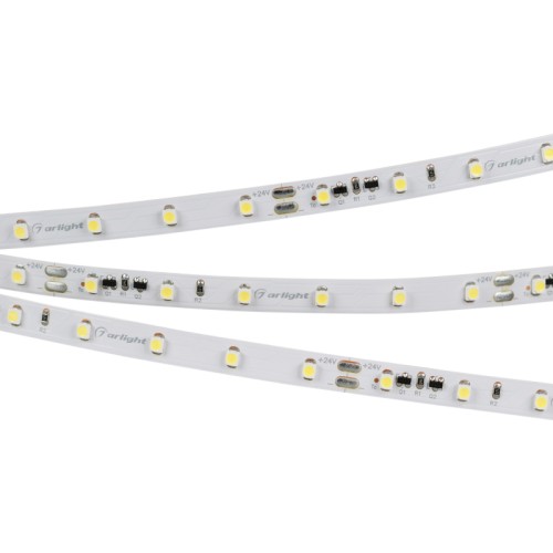 Лента RT-10000 24V Warm2400 (3528, 60 LED/m, 10m) (Arlight, 4.8 Вт/м, IP20) Поставка под заказ от 1000 м. Гибкая стабилизированная лента 10 метров, светодиоды smd 3528, 60шт/м (600шт на 10м), белая плата 8мм, скотч 3М. Цвет ТЕПЛЫЙ (как свеча) 2200-2400K. Питание 24V, мощность 4.8 Вт/м (48 Вт на 10м), угол 120°, цветопередача CRI>80. Размеры 10000х8x2.2мм. Мин.отрезок 100мм, 6 шт светодиодов. Пакет 10м. Цена за 1м.