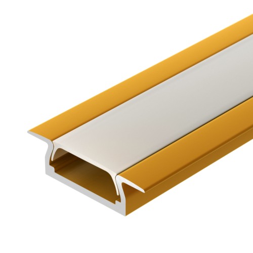 Профиль MIC-F-2000 ANOD Gold Deep (Arlight, Алюминий) Алюминиевый анодированный профиль с фланцем, для светодиодных лент и линеек. Цвет - золотой. Габаритные размеры (L×W×H): 2000x22x6 мм. Ширина площадки для ленты 11,2 мм. Экраны, заглушки и другие аксессуары приобретаются отдельно. Цена за 1 метр.