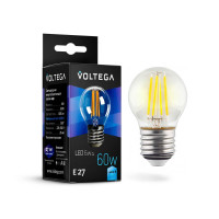  - Лампа светодиодная филаментная Voltega E27 6W 4000К прозрачная VG10-G1E27cold6W-F 7024