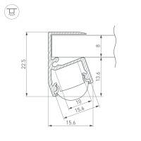  - Профиль TOP-EDGE-08-2000 ANOD (K13, P15) (Arlight, Алюминий)