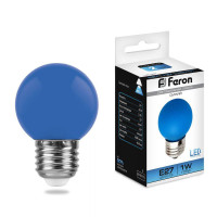  - Лампа светодиодная Feron E27 1W синяя LB-3725118