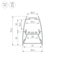  - Профиль LINE-5075-U-HONEYCOMB-2000 BLACK (Arlight, Алюминий)