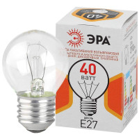  - Лампа накаливания ЭРА E27 40W прозрачная ДШ 40-230-E27-CL Б0039137