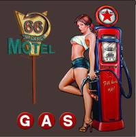  - Картина на холсте с LED подсветкой Pin Up Girl Gasoline Innova FP00279, 40*40 см (6/162) Б0040129
