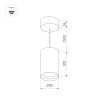  - Светильник SP-POLO-HANG-LONG300-R85-15W White5000 (BK-BK, 40 deg) (Arlight, IP20 Металл, 3 года)