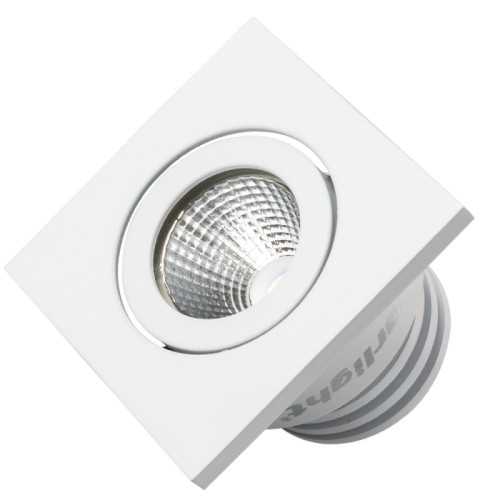 Светодиодный светильник LTM-S50x50WH 5W White 25deg (Arlight, IP40 Металл, 3 года) Врезной квадратный мебельный светильник 5Вт, корпус белый алюминий. Цвет БЕЛЫЙ 6000K. Светодиод 1х5W Bridgelux. CRI>80, Св.поток 350-400лм, наклоняемая ось, угол 25°. Питание 180-240VAC, 5Вт, 400mA 11-13V, драйвер в комплекте. Размеры 50x50x50 мм, врезное отверстие d42 мм.