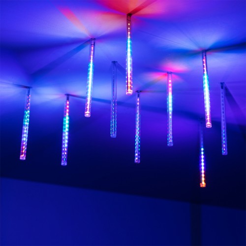 Светодиодная гирлянда ARD-ICEFALL-CLASSIC-D12-200-10PCS-CLEAR-32LED-LIVE RGB (230V, 10.5W) (Ardecoled, IP65) Светодиодная гирлянда ТАЮЩИЕ СОСУЛЬКИ серии CLASSIC. Размер 4500х200 мм (длина шины 4500 мм, высота сосульки 200 мм), диаметр колбы сосульки 12 мм. Цвет свечения RGBY, динамический эффект тающей сосульки. В комплекте 10 сосулек. Провод из прозрачного ПВХ, диаметр 2.3 мм. 32 светодиода. Напряжение питания 12 В, потребляемая мощность 10.5 Вт, степень пылевлагозащиты IP65. Аксессуар для подключения в комплекте. Длина провода питания 1500 мм.