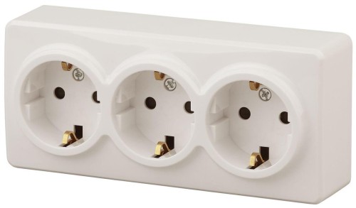 Розетка ЭРА Эксперт 3х2P E со шторками Schuko 16A 250V 11-2209-02 Б0020704 