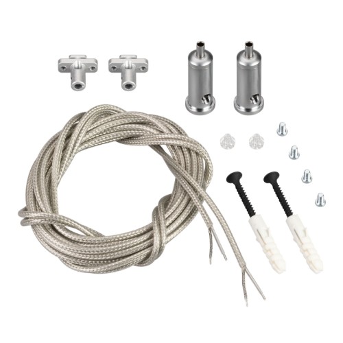 Подвес токопроводящий ARL-SL-LINE 2x2m Set (Arlight, провод 2x0.5) Токопроводящий подвес серии ARL для профилей SL-LINE-3535, 5050, 3667, 3691, 4932, 5050, 4970, 7477, 2011М, SL-LINIA49-F, 62-F, 88-F, SL-ARC-3535. В комплекте: трос 2 м - 1 шт., трос 2 м с токопроводящим медным сечением -1 шт., тросовый держатель - 2 шт., фиксатор для троса - 2 шт., винт крепежный металлический - 4 шт., винт крепежный из поликарбоната прозрачный - 2 шт., шуруп - 4 шт., дюбель - 4 шт.. Сечение кабеля - 0,5 мм². Максимальный вес нагрузки на один трос - 4 кг. Падение напряжения на 1 м. – 0,1 В. Максимальное напряжение нагрузки – 250 В. Максимальный ток нагрузки – 2 А. Цена за 1 комплект.
