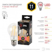 - Лампа светодиодная филаментная ЭРА E27 11W 2700K прозрачная F-LED A60-11W-827-E27 Б0035025