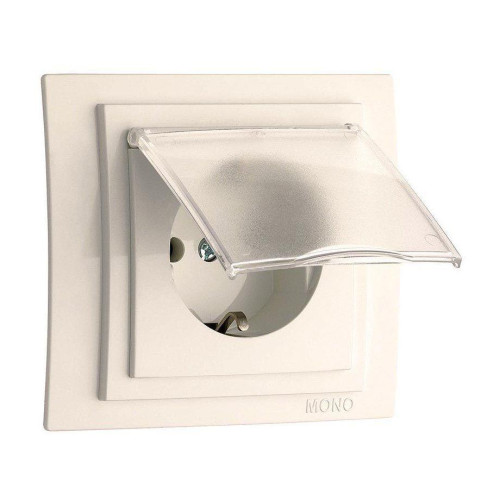 Розетка 2К+З Mono Electric Larissa 16A 250V с крышкой винтовое подключение слоновая кость 103-010121-118 