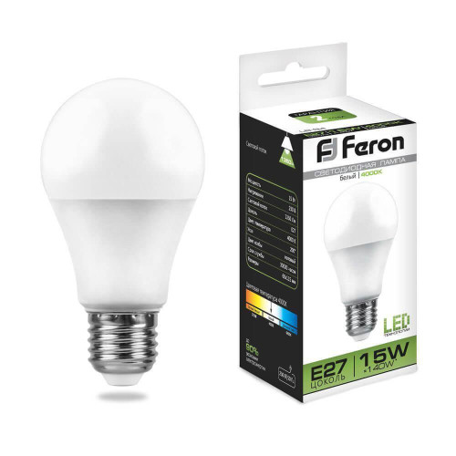 Лампа светодиодная Feron E27 15W 4000K Шар Матовая LB-94 25629 