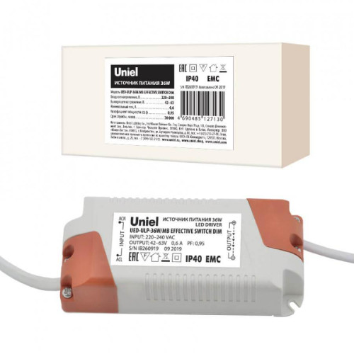 Блок питания 42-63V 36W IP40 0,6A Uniel UED-ULP-36W/MB UL-00006491 