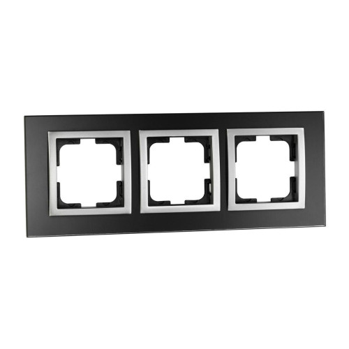 Рамка 3-постовая Mono Electric Style Glass чёрное стекло 107-720000-162 