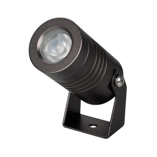 Светильник KT-RAY-COLOR-R42-6W RGB (DG, 25 deg, 12V) (Arlight, IP67 Металл, 3 года) Уличный светодиодный прожектор, мощность 6Вт, угол освещения 25°. Цвет свечения RGB, световой поток 200лм. Влагозащищенный корпус IP67 - темно-серый алюминий, экран из закаленного стекла. Угол поворота корпуса в вертикальной плоскости 135°. Питание DC12В, мощность 6Вт. Размеры DxH - Ø42x75мм. В комплекте 1м провод.