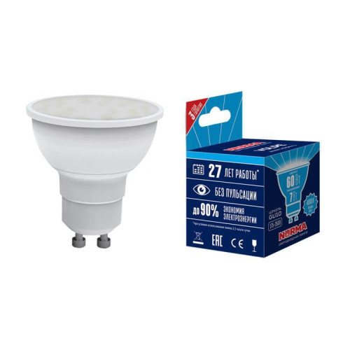 Лампа светодиодная GU10 7W 4000K матовая LED-JCDR-7W/NW/GU10/NR UL-00003836 