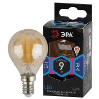  - Лампа светодиодная филаментная ЭРА E14 9W 4000K золотая F-LED P45-9w-840-E14 gold Б0047028