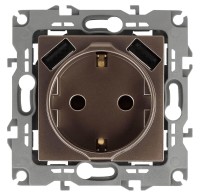  - Розетка ЭРА Intro Solo Schuko P+E 16A 250V со шторками 2хUSB бронза 12-4109-13 Б0047847