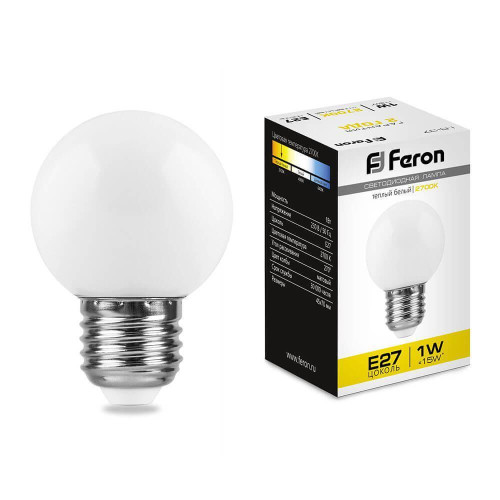 Лампа светодиодная Feron E27 1W 2700K матовая LB-37 25878 