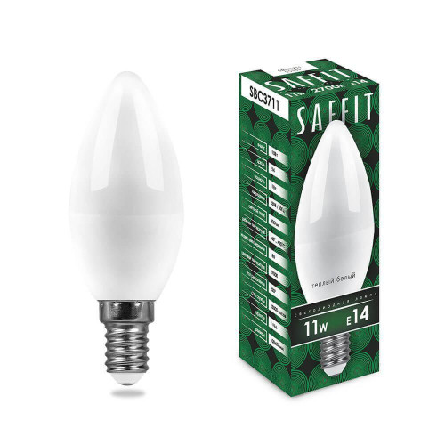 Лампа светодиодная Saffit E14 11W 2700K Свеча Матовая SBC3711 55131 