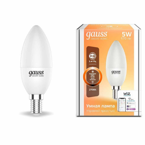 Лампа светодиодная диммируемая Gauss E14 5W 2700K матовая 1100112 
