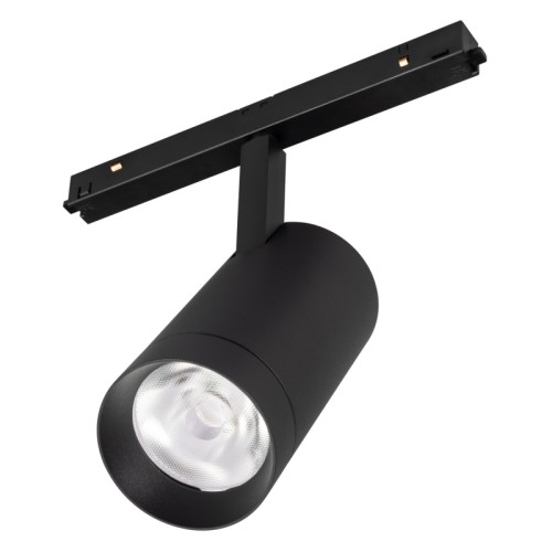 Светильник MAG-ORIENT-SPOT-R65-20W Day4000 (BK, 24 deg, 48V) (Arlight, IP20 Металл, 5 лет) Светильник для магнитных треков MAG-ORIENT шириной 26 мм. Мощность 20 Вт, св. поток 2010 лм, 100 лм/Вт, дневной 4000 K, CRI>90, угол 24°, напряжение питания 48 В. Черный фигурный корпус из металл, экран поликарбонат, степень защиты IP20. Размеры LxWxH 116x66x198 мм. Длина светоизлучающего модуля 140мм. Монтаж на трек MAG-ORIENT. Пульсация 