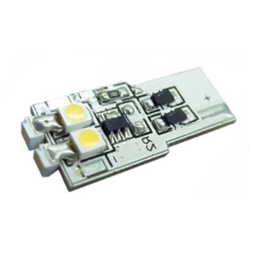 Автолампа ARL-T10-6S White (10-16V, 6 LED 3528) (ANR, Открытый) Автолампа миниатюрная с цоколем T10. Цвет БЕЛЫЙ (ХОЛОДНЫЙ). Светодиоды 6шт SMD 3528 LED. Питание 10-16V DC. Мощность 0,5Вт, св.поток 42 лм. Ширина 11мм, высота 27мм.