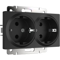  - Розетка Werkel двойная с заземлением черный матовый W1172008 4690389156922