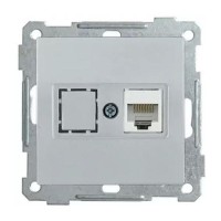  - Розетка телефонная RJ11 Mono Electric Despina/ Larissa 3 кат серебро 500-002125-124