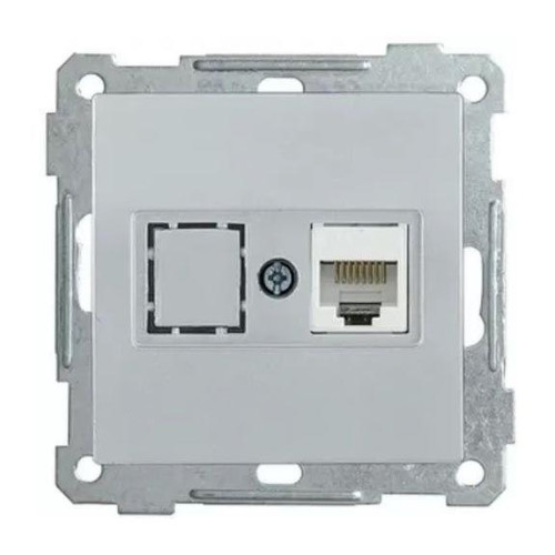 Розетка телефонная RJ11 Mono Electric Despina/ Larissa 3 кат серебро 500-002125-124 