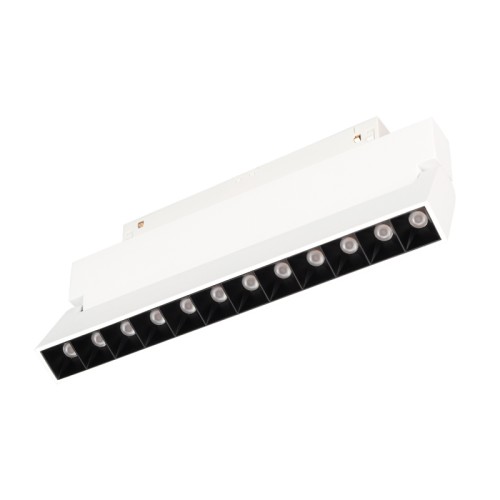 Светильник MAG-ORIENT-LASER-FOLD-S230-12W Day4000 (WH, 30 deg, 48V, DALI) (Arlight, IP20 Металл, 5 лет) Светильник для магнитных треков MAG-ORIENT шириной 26 мм с управлением DALI. Мощность 12 Вт, св. поток 520 лм, 43 лм/Вт, дневной 4000 K, CRI>90, угол 30°, напряжение питания 48 В. Белый прямоугольный корпус из металл, экран поликарбонат, степень защиты IP20. Размер: длина 231 мм, ширина 23 мм, высота 107 мм. Монтаж на трек MAG-ORIENT. Пульсация 