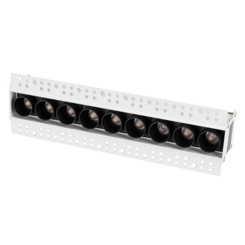 Светильник MS-ORIENT-BUILT-TRIMLESS-TC-S38x277-20W Day4000 (WH-BK, 30 deg, 230V) (Arlight, IP20 Металл, 5 лет) Встраиваемый безрамочный светильник под шпаклевку. Мощность 20 Вт, св. поток 1500 лм, 75 лм/Вт, дневной 4000 K, CRI>98, угол 30°, напряжение питания 230 В. Белый прямоугольный корпус из алюминия, экран PMMA, степень защиты IP20. Размер: длина 277 мм, ширина 38 мм (с фланцем 80 мм), высота 53 мм. Монтаж встраиваемый, установочное отверстие длина 280 мм, ширина 50 мм. Драйвер 17-29 В, 700 мА, пульсация 