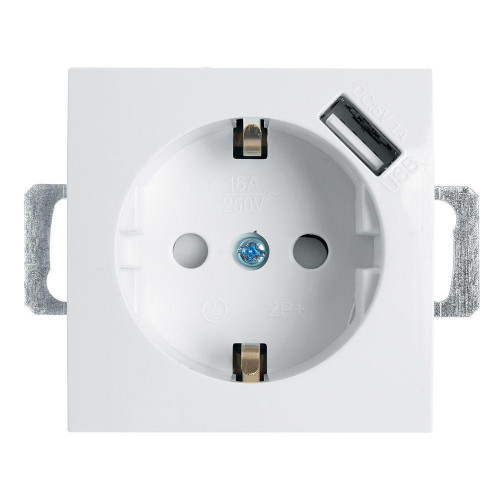 Розетка Feron Stekker Эрна c/з 16A 250V с защитной шторкой и с USB белый PST16-9111-01 39318 
