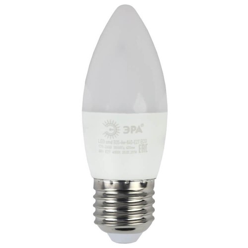 Лампа светодиодная ЭРА E27 6W 2700K матовая ECO LED B35-6W-827-E27 Б0020620 