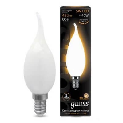 Лампа светодиодная филаментная Gauss E14 5W 2700К матовая 104201105 