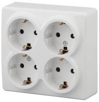  - Розетка ЭРА Эксперт 4х2P E со шторками Schuko 16A 250V 11-2211-01 Б0020709